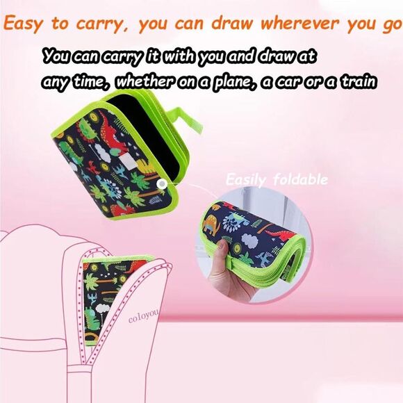 Erasable Coloring Book,Portable Dinosaur Pattern Erasable Doodle Book for Kids - Picture 7 of 12